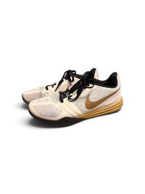 Nike Kobe Mentality Cream and Gold Low-Top Athletic Sneakers with Black Accents
